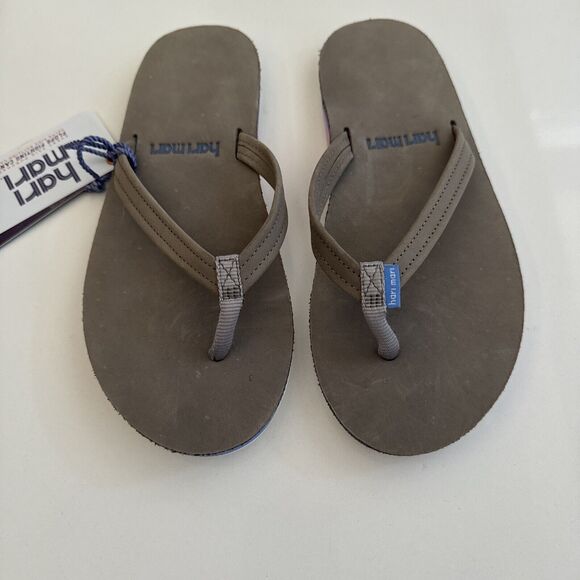 Hari Mari Womens Flips Flops Size 7 Fields Sandal Gray Blue Pink NEW Leather - Picture 8 of 9